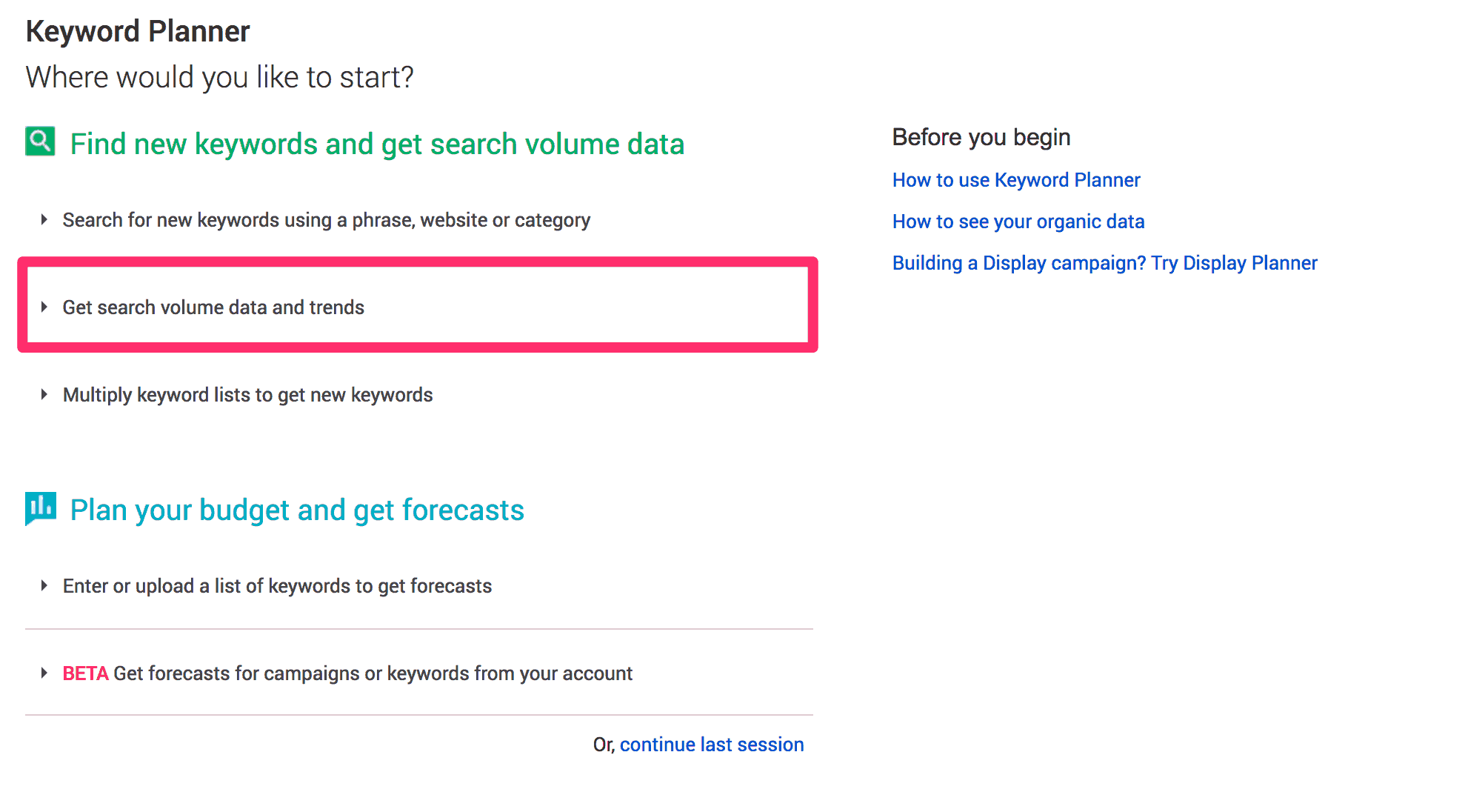 Accessing the Google Keyword Tool