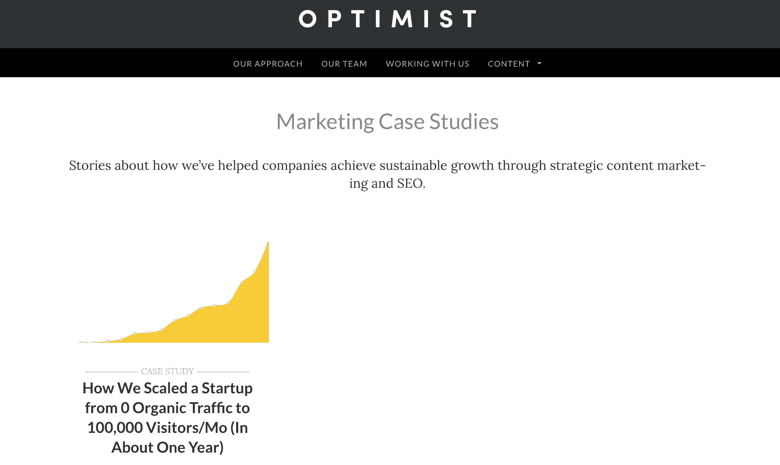 The only case study on the Optimist website 