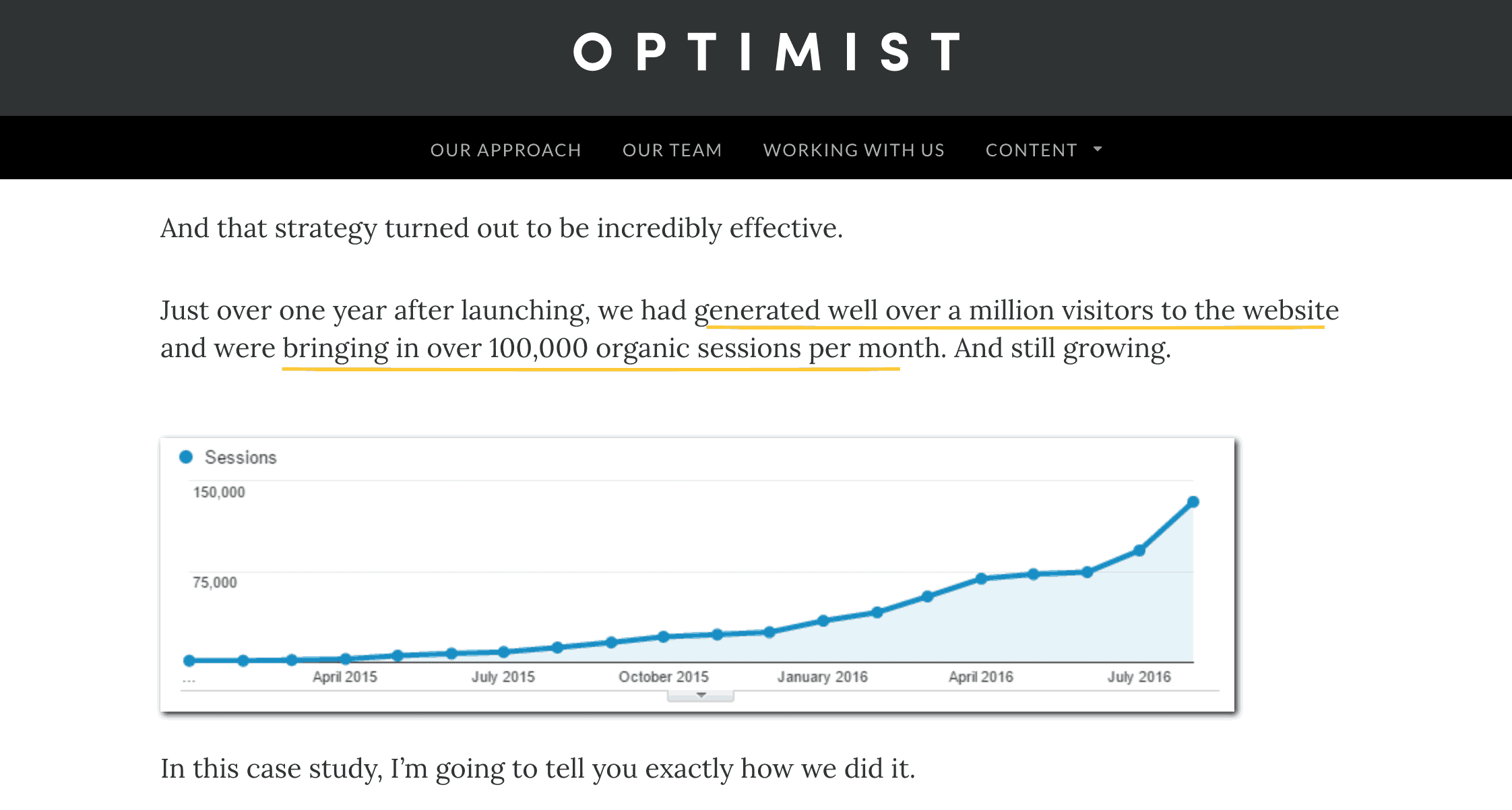 Reiterating the achievement highlighted in this case study