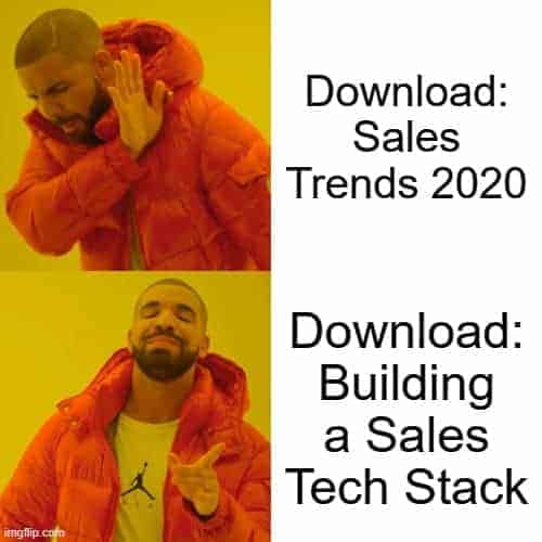 Choosing the right, targeted download offer helps you qualify prospective leads based on their need or intent. A download offer like "Sales Trends 2020" is general and doesn't inform you about the prospect's needs. A targeted content offer like "Building a Sales Tech Stack" signals the buyer's need and intent. 