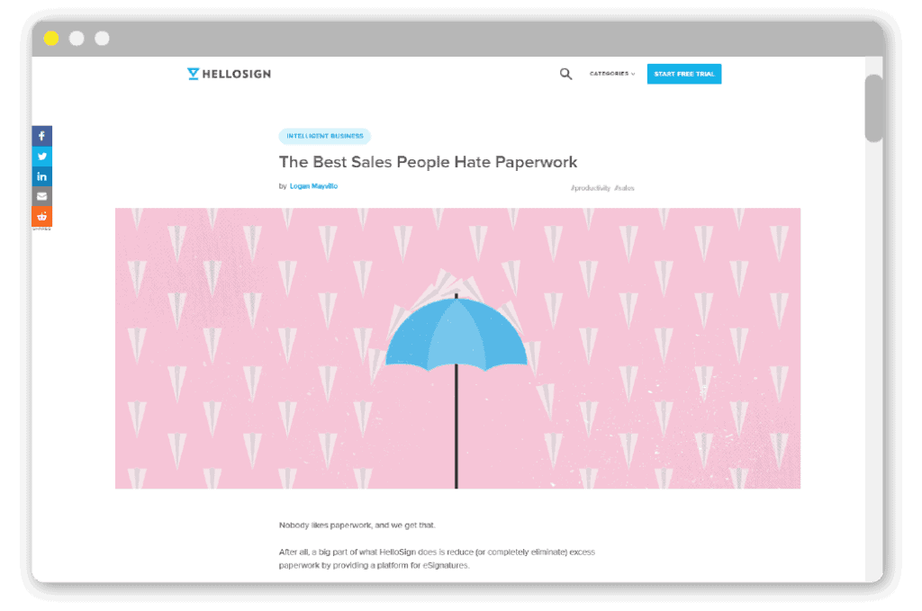 Social-viral style content aimed at agitating common problems and generating product demand for HelloSign's eSignature software