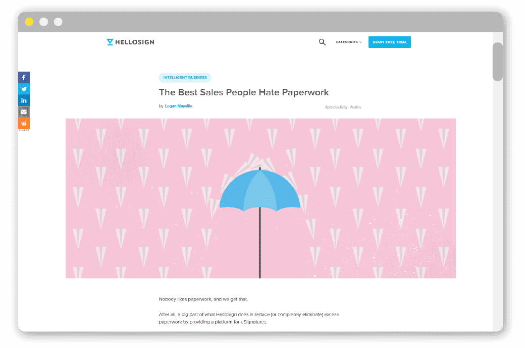 Social-viral style content aimed at agitating common problems and generating product demand for HelloSign's eSignature software